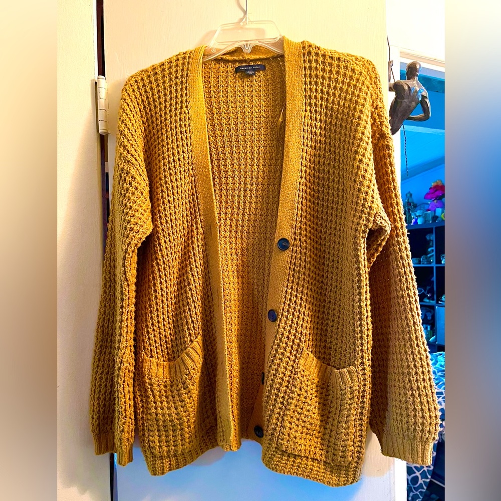 American Eagle Mustard Cardigan